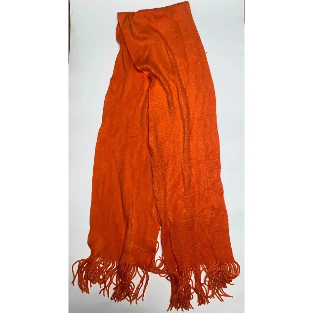 Unbranded Bundle Set of 2 Black & Orange Fleece Knit Rectangle Scarves Scarf
